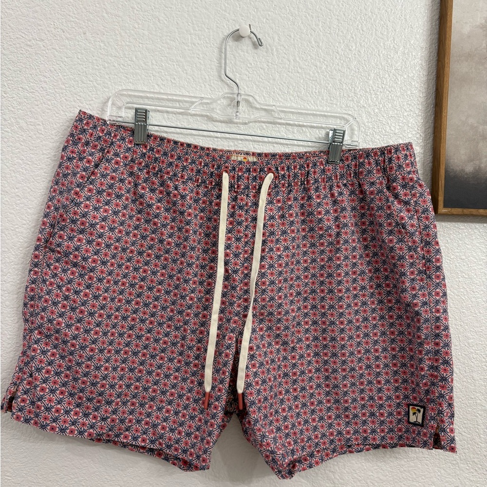 Marine Layer XXL Red and Blue Patterned Swim Trunks
